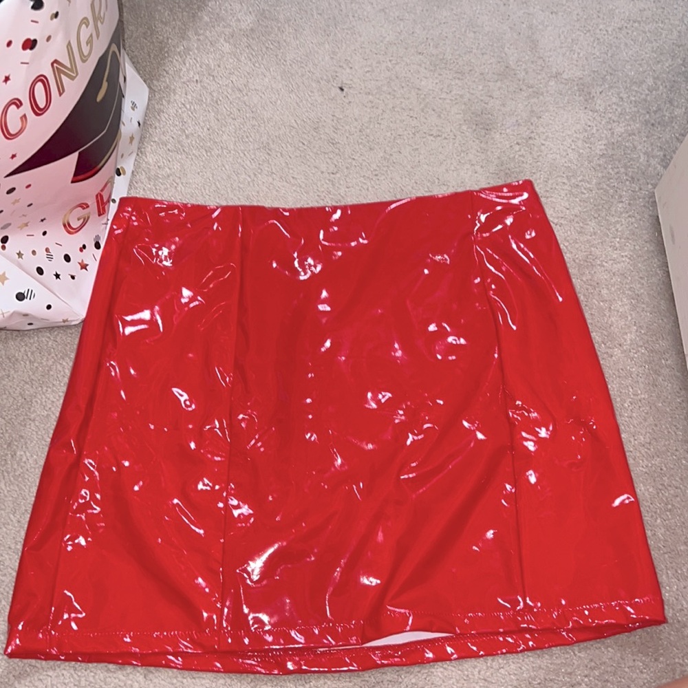 SHEIN red skirt leather